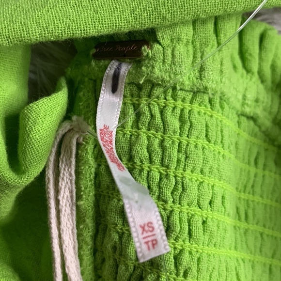 Free people Y2K neon now green Rouched open tie back  Ruffle hem crop top - Picture 5 of 8